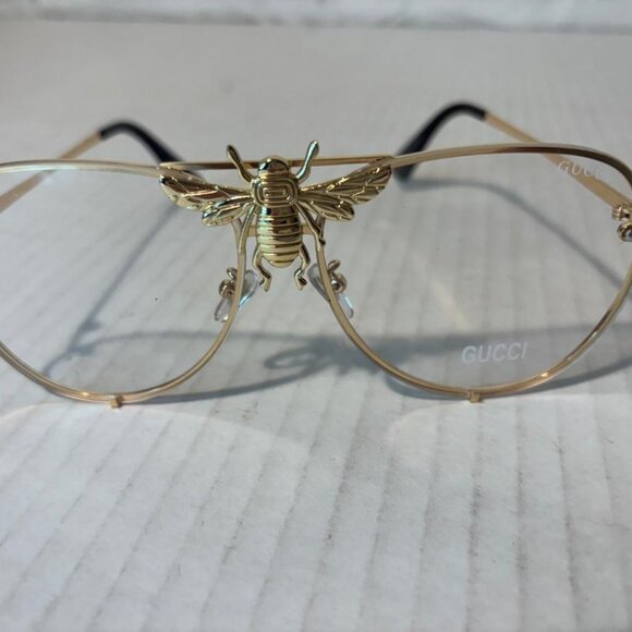 Gucci Sunglasses Gold Metal Frame w/center Butterfly nose piece 402 55 14-140NEW - Picture 1 of 6